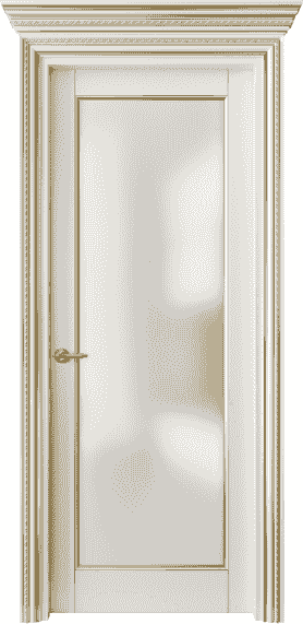 Дверь межкомнатная 6202 БМБЗ САТ. Цвет Бук молочно-белый с золотом. Материал  Массив бука эмаль с патиной. Коллекция Royal. Картинка.