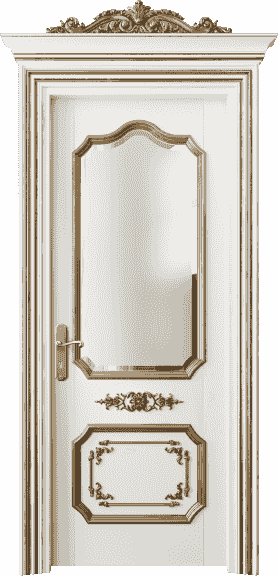 Дверь межкомнатная 6602 БЖМЗА САТ Ф. Цвет Бук жемчужный золотой антик. Материал Массив бука эмаль с патиной золото античное. Коллекция Imperial. Картинка.