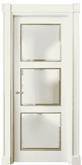 Дверь межкомнатная 6310 БМБП САТ-Ф. Цвет Бук молочно-белый с позолотой. Материал  Массив бука эмаль с патиной. Коллекция Toscana Plano. Картинка.