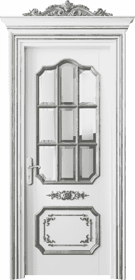 Дверь межкомнатная 6612 ББЛСА САТ Ф. Цвет Бук белоснежный серебряный антик. Материал Массив бука эмаль с патиной серебро античное. Коллекция Imperial. Картинка.
