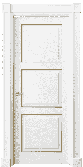Дверь межкомнатная 6309 ББЛП. Цвет Бук белоснежный с позолотой. Материал  Массив бука эмаль с патиной. Коллекция Toscana Plano. Картинка.