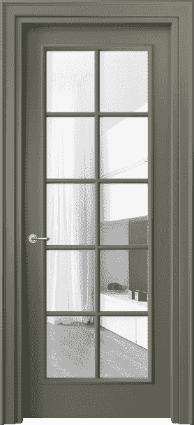 Дверь межкомнатная 8102 МОТ Прозрачное стекло. Цвет Матовый оливковый тёмный. Материал Гладкая эмаль. Коллекция Paris. Картинка.
