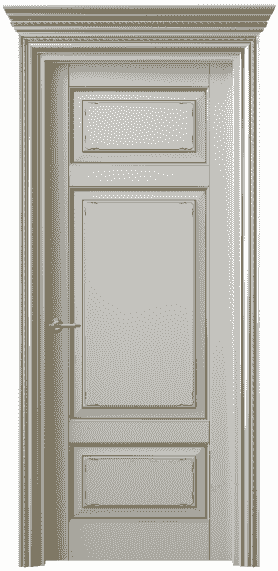Дверь межкомнатная 6221 БСРП. Цвет Бук серый с позолотой. Материал  Массив бука эмаль с патиной. Коллекция Royal. Картинка.