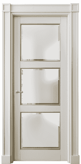 Дверь межкомнатная 6310 БОСП САТ-Ф. Цвет Бук облачный серый с позолотой. Материал  Массив бука эмаль с патиной. Коллекция Toscana Plano. Картинка.