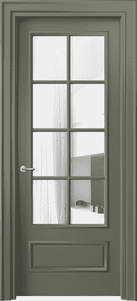 Дверь межкомнатная 8112 МОТ Прозрачное стекло. Цвет Матовый оливковый тёмный. Материал Гладкая эмаль. Коллекция Paris. Картинка.