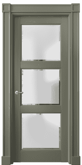 Дверь межкомнатная 6310 БОТ Сатинированное стекло с фацетом. Цвет Бук оливковый тёмный. Материал Массив бука эмаль. Коллекция Toscana Plano. Картинка.