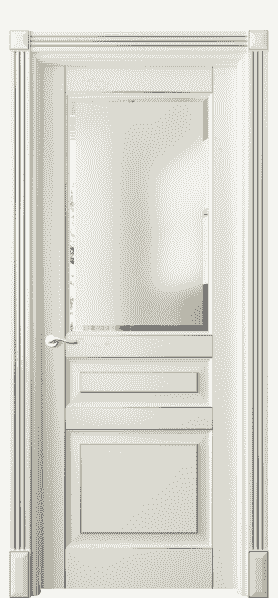 Дверь межкомнатная 0710 БМБС САТ-Ф. Цвет Бук молочно-белый с серебром. Материал  Массив бука эмаль с патиной. Коллекция Lignum. Картинка.
