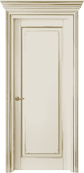 Дверь межкомнатная 6201 БМБЗ. Цвет Бук молочно-белый с золотом. Материал  Массив бука эмаль с патиной. Коллекция Royal. Картинка.