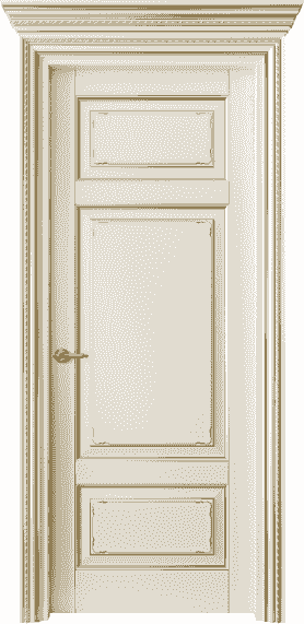 Дверь межкомнатная 6221 БМБЗ. Цвет Бук молочно-белый с золотом. Материал  Массив бука эмаль с патиной. Коллекция Royal. Картинка.