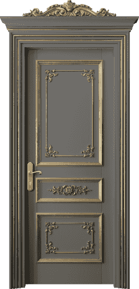 Дверь межкомнатная 6503 БКЛСПА. Цвет Бук классический серый золотой антик. Материал Массив бука эмаль с патиной золото античное. Коллекция Imperial. Картинка.