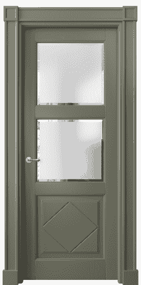 Дверь межкомнатная 6348 БОТ Сатинированное стекло с фацетом. Цвет Бук оливковый тёмный. Материал Массив бука эмаль. Коллекция Toscana Rombo. Картинка.