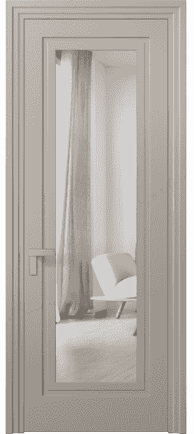 Дверь межкомнатная 8303 МБСК Зеркало с одной стороны. Цвет Матовый бисквитный. Материал Гладкая эмаль. Коллекция Rocca. Картинка.