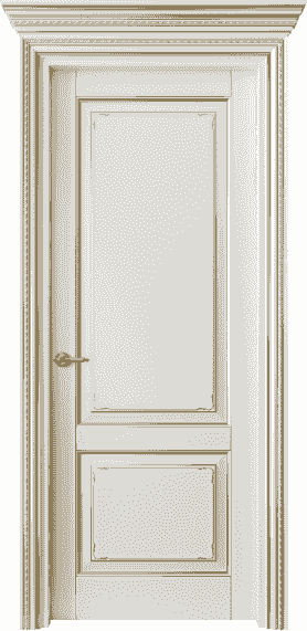 Дверь межкомнатная 6211 БЖМЗ. Цвет Бук жемчуг с золотом. Материал  Массив бука эмаль с патиной. Коллекция Royal. Картинка.