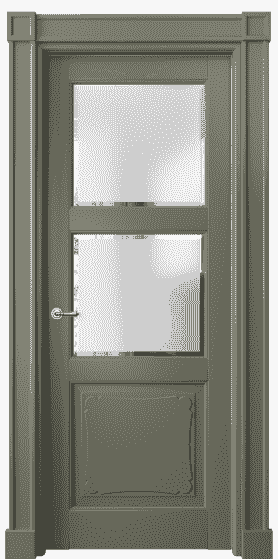 Дверь межкомнатная 6328 БОТ Сатинированное стекло с фацетом. Цвет Бук оливковый тёмный. Материал Массив бука эмаль. Коллекция Toscana Elegante. Картинка.