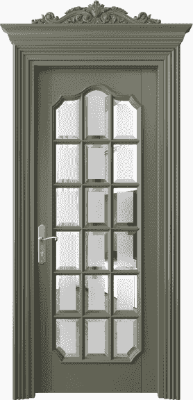 Дверь межкомнатная 6610 БОТ Сатинированное стекло с фацетом. Цвет Бук оливковый тёмный. Материал Массив бука эмаль. Коллекция Imperial. Картинка.