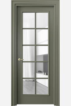 Дверь межкомнатная 8102 МОТ Прозрачное стекло. Цвет Матовый оливковый тёмный. Материал Гладкая эмаль. Коллекция Paris. Картинка.