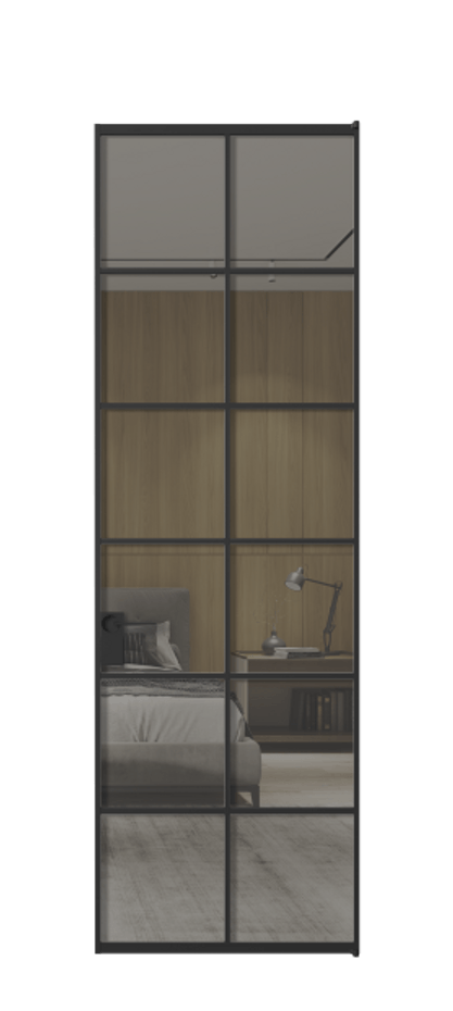 Алюминиевая дверь АЛПЛ040.05 Алюминий Черный Рефлективное серое стекло "Stopsol", калёное Цена 160090  | Volhovec