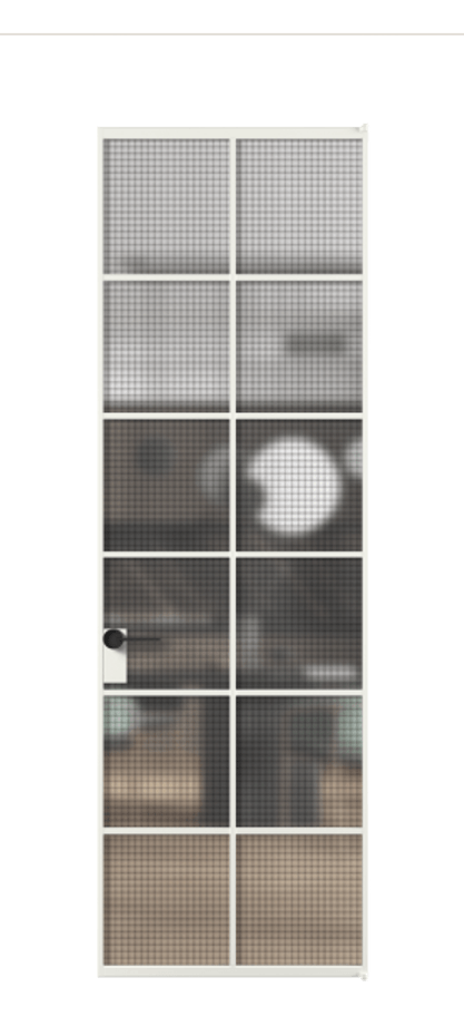 Алюминиевая дверь АЛПЛ040.05 Алюминий светло-серый Декоративное стекло с сеткой "Mesh silver", триплекс Цена 127861  | Volhovec