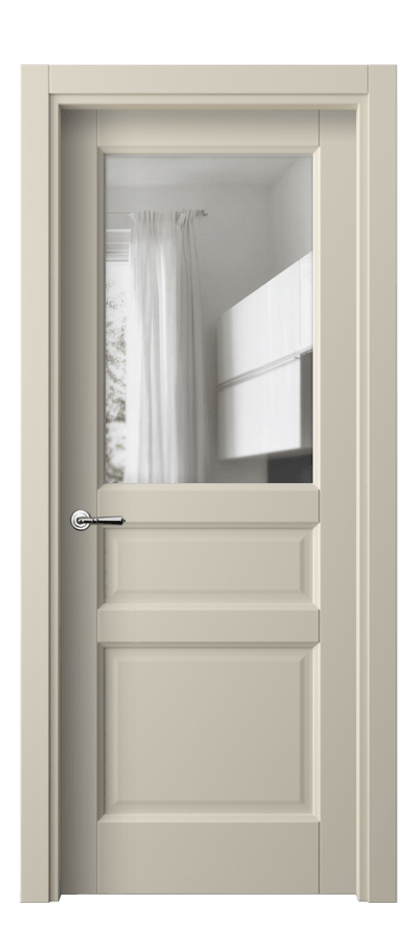 Межкомнатная дверь Галант 1432 ПЭТ светло-бежевый Прозрачное стекло Цена 29560 ₽ | Volhovec