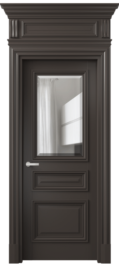 Межкомнатная дверь Антик 7304 Матовый антрацит Прозрачное стекло с фацетом Цена 170420 ₽ | Volhovec