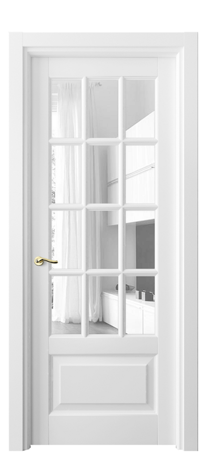 Межкомнатная дверь Lignum 0728 Бук белоснежный Прозрачное стекло Цена 123480 ₽ | Volhovec