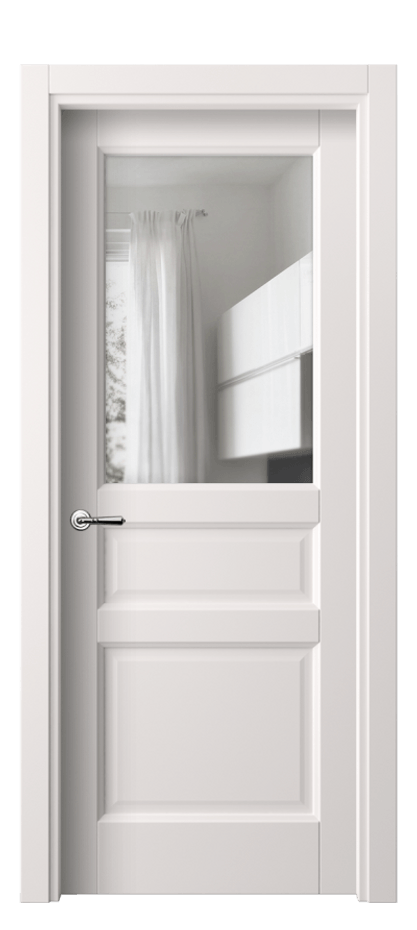 Межкомнатная дверь Galant 1432 ПЭТ кремово-серый Прозрачное стекло Цена 28310 ₽ | Volhovec