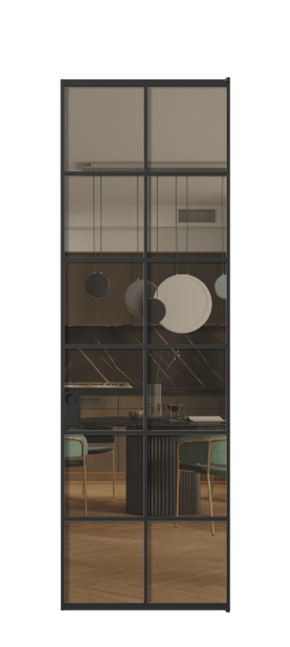 Алюминиевая дверь АЛПЛ040.05 Алюминий Черный Прозрачное бронзовое стекло, триплекс Цена 151690  | Volhovec