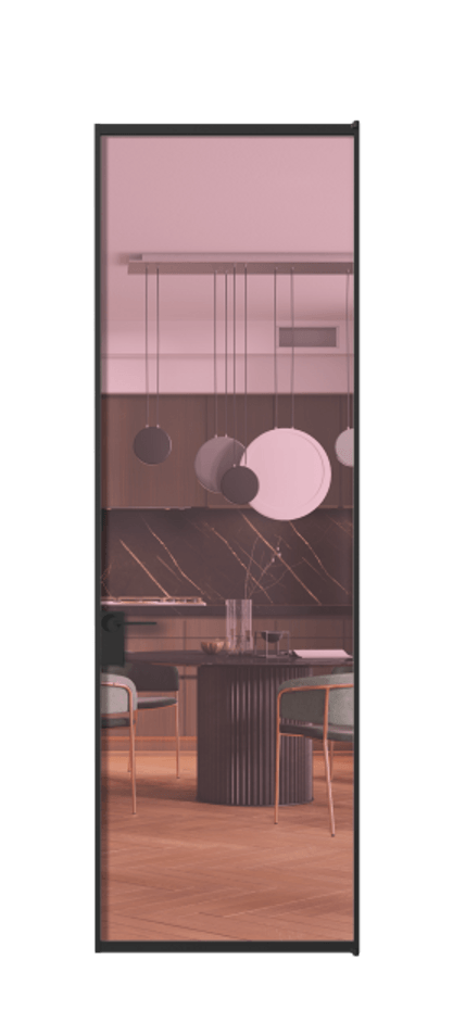 Алюминиевая дверь АЛПЛ040.01 Алюминий Черный Прозрачное розовое стекло, триплекс Цена 139930  | Volhovec