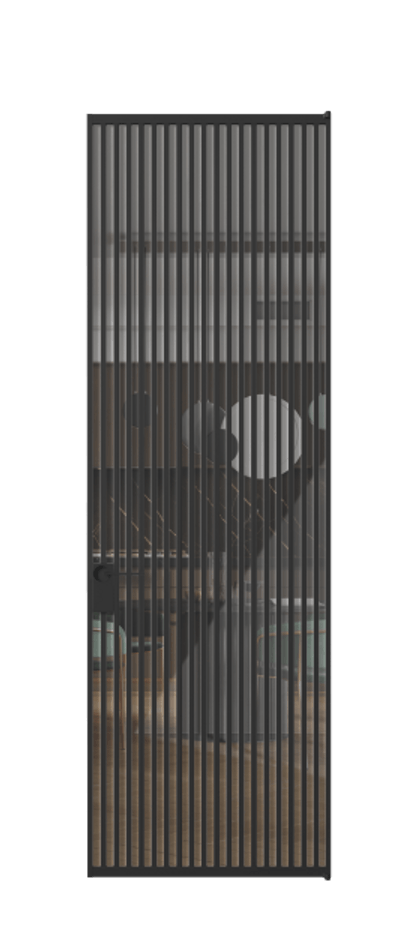 Алюминиевая дверь АЛПЛ040.06 Алюминий Черный Рефлективное прозрачное стекло "Stopsol", калёное Цена 241260  | Volhovec