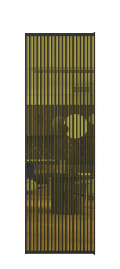 Алюминиевая дверь АЛПЛ040.06 Алюминий Черный Прозрачное жёлтое стекло, триплекс Цена 232860  | Volhovec