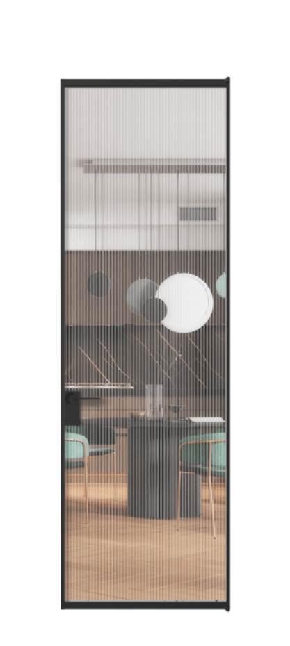 Алюминиевая дверь АЛПЛ040.01 Алюминий Черный Рифлёное стекло "Moru", триплекс Цена 148330  | Volhovec