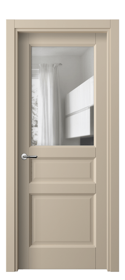 Межкомнатная дверь Galant 1432 ПЭТ светло-бежевый Прозрачное стекло, 4 мм Цена 26540 ₽ | Volhovec