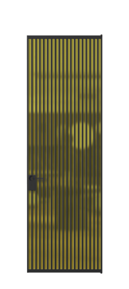 Алюминиевая дверь АЛПЛ040.06 Алюминий Черный Сатинированное жёлтое стекло, триплекс Цена 232860  | Volhovec