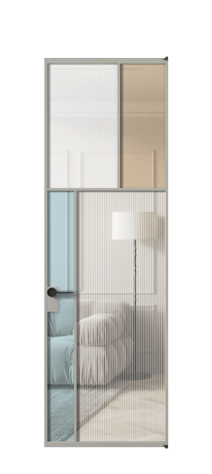 Межкомнатная дверь Mosaic АЛПЛ041.22 Алюминий нейтральный серый Комбинация стекол Группы 1 и Группы 3 Цена 180460 ₽ | Volhovec