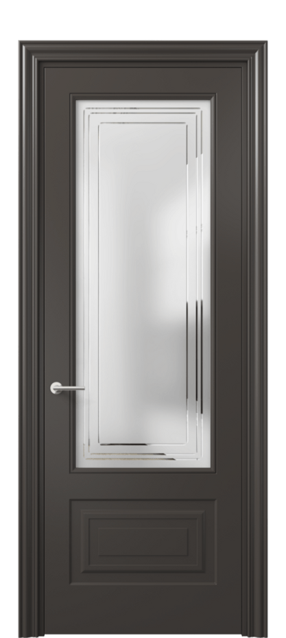 Дверь межкомнатная Mascot 8442 Матовый антрацит Сатинированное стекло с гравировкой "Грани", триплекс, 7 мм Фигурный наличник МАН Цена 65180 ₽ Наличники уже входят в базовый комплект. Фабрика дверей Волховец 8 (800) 551 43 19 Межкомнатная дверь Mascot 8442 Матовый антрацит Сатинированное стекло с гравировкой "Грани", триплекс, 7 мм Цена 65180 ₽ | Volhovec