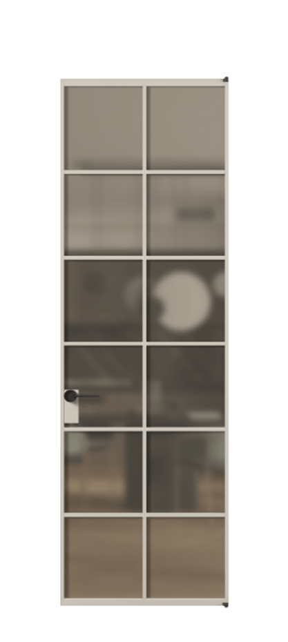 Алюминиевая дверь АЛПЛ040.05 Алюминий светло-бежевый Сатинированное бронзовое стекло, триплекс Цена 134960  | Volhovec