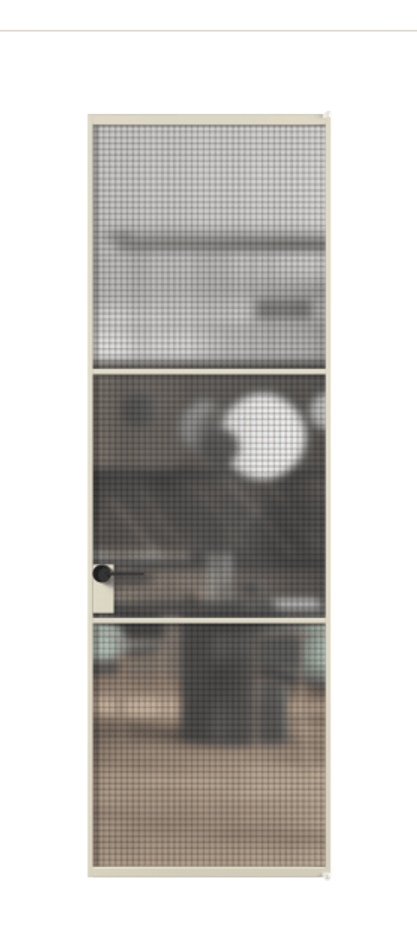 Алюминиевая дверь АЛПЛ040.03 Алюминий бежево-серый Декоративное стекло с сеткой "Mesh silver", триплекс Цена 123320  | Volhovec