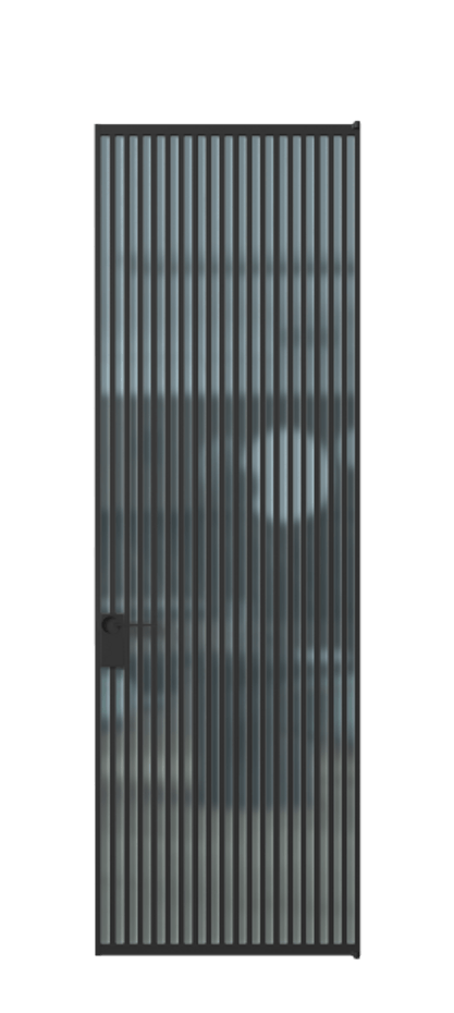 Алюминиевая дверь АЛПЛ040.06 Алюминий Черный Сатинированное голубое стекло, триплекс Цена 232860  | Volhovec