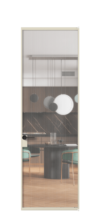 Алюминиевая дверь АЛПЛ040.01 Алюминий бежево-серый Рифлёное стекло "Moru", триплекс Цена 131850  | Volhovec