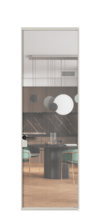 Алюминиевая дверь АЛПЛ040.01 Алюминий тёплый серый Рифлёное стекло "Moru", триплекс Цена 131850  | Volhovec