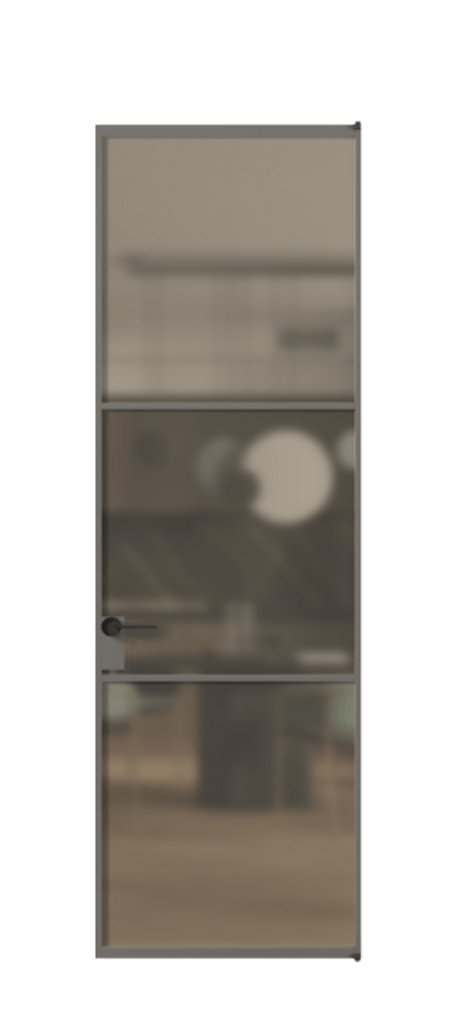 Алюминиевая дверь АЛПЛ040.03 Алюминий классический серый Сатинированное бронзовое стекло, триплекс Цена 130170  | Volhovec