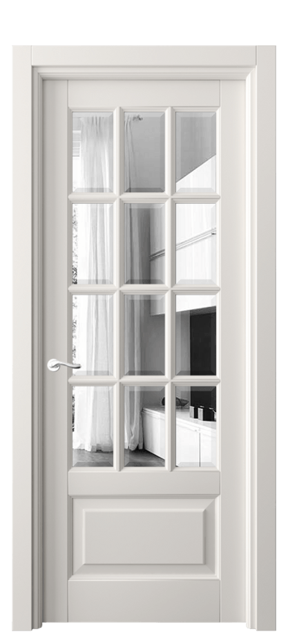 Межкомнатная дверь Lignum 0728 Бук пудровый белый Двустороннее зеркало с фацетом, триплекс Цена 130830 ₽ | Volhovec