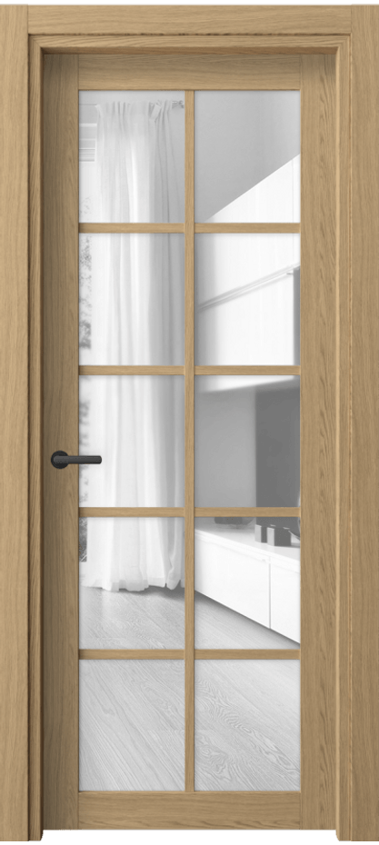 Межкомнатная дверь Нео 2106 Жемчужный дуб Прозрачное стекло, триплекс Цена 40630 ₽ | Volhovec