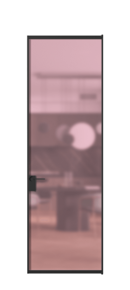 Алюминиевая дверь АЛПЛ040.01 Алюминий Черный Сатинированное розовое стекло, триплекс Цена 139930  | Volhovec