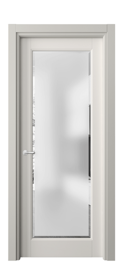 Межкомнатная дверь Toscana Elegante 6300 Бук пудровый белый Сатинированное стекло с фацетом Цена 76520 ₽ | Volhovec