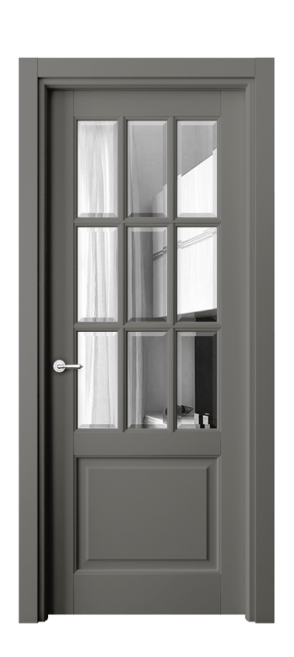 Межкомнатная дверь Тоскана Грильято 6312 Матовый классический серый Двустороннее зеркало с фацетом, триплекс Цена 124840 ₽ | Volhovec
