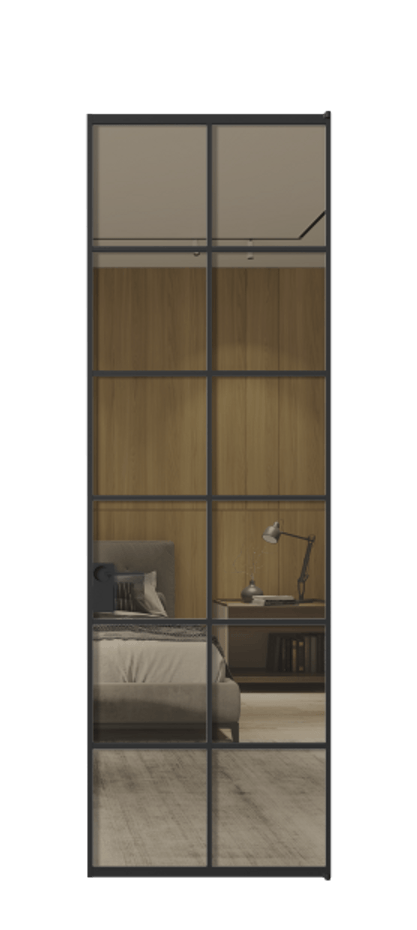 Алюминиевая дверь АЛПЛ040.05 Алюминий Черный Рефлективное бронзовое стекло "Stopsol", калёное Цена 152470  | Volhovec