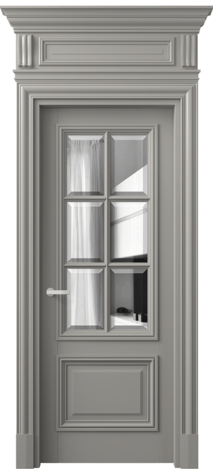 Межкомнатная дверь Антик 7312 Матовый нейтральный серый Двустороннее зеркало с фацетом, триплекс Цена 192890 ₽ | Volhovec