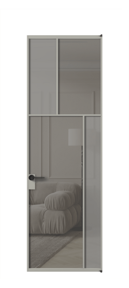 Межкомнатная дверь Mosaic АЛПЛ041.23 Алюминий нейтральный серый Сатинированное серое стекло, триплекс, 6 мм + Прозрачное серое стекло, триплекс, 6 мм Цена 134161 ₽ | Volhovec