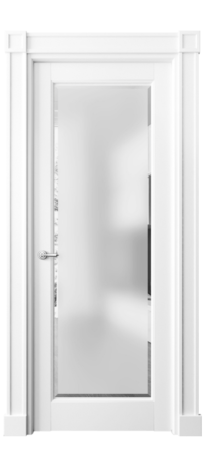 Межкомнатная дверь Toscana Plano 6300 Бук белоснежный Сатинированное стекло с фацетом Цена 104560 ₽ | Volhovec